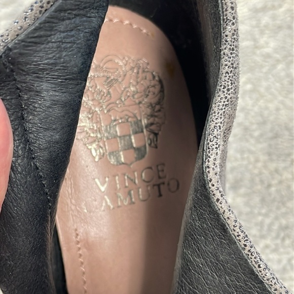 Vince Camuto Amoby2 Ankle Bootie Heel Glitter Cap Toe Gray Black Sz 6.5 - Picture 9 of 13